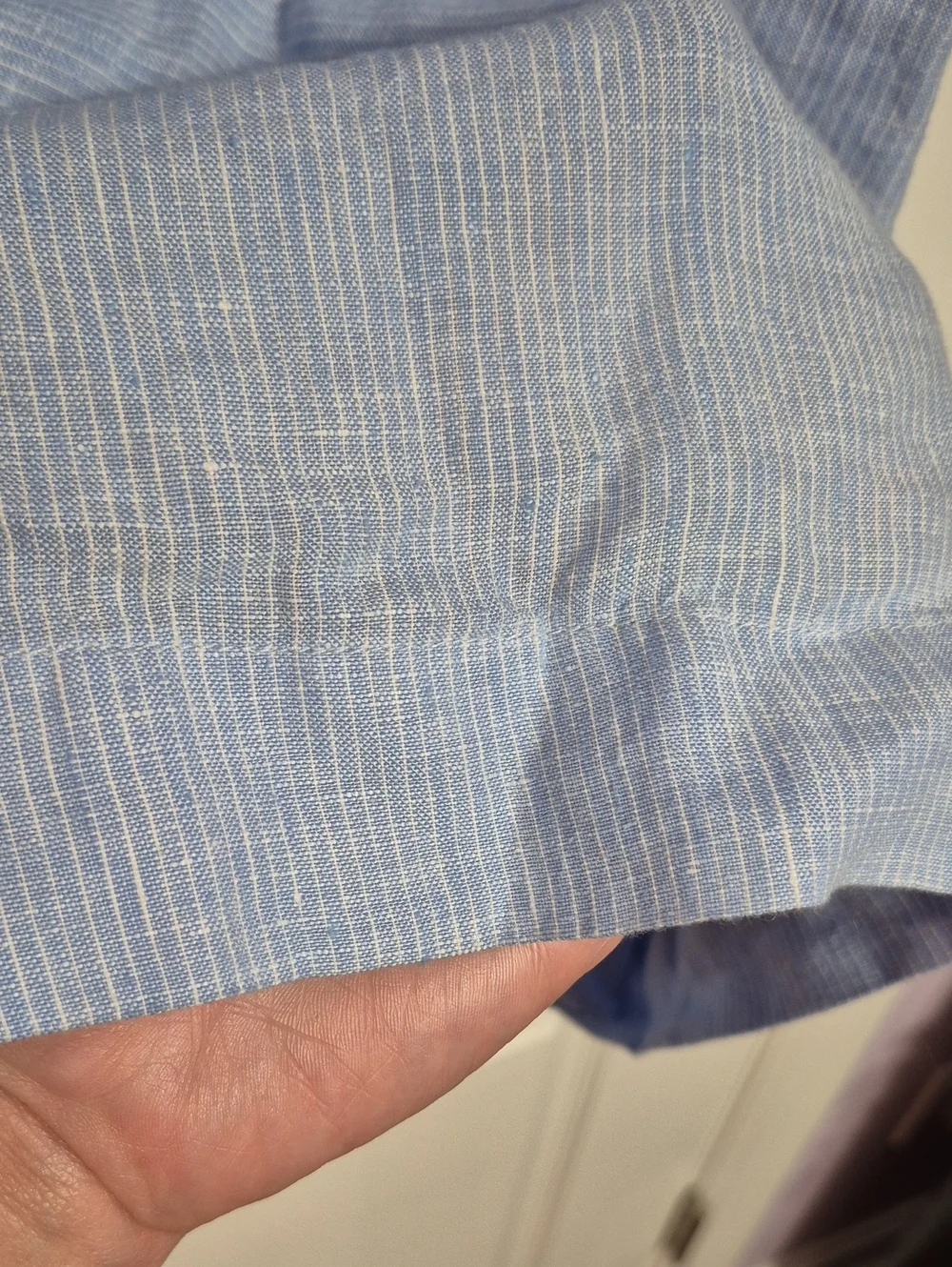 PURE JILL Light Blue and White Linen Button-Front Shirt Dress - Picture 9 of 10